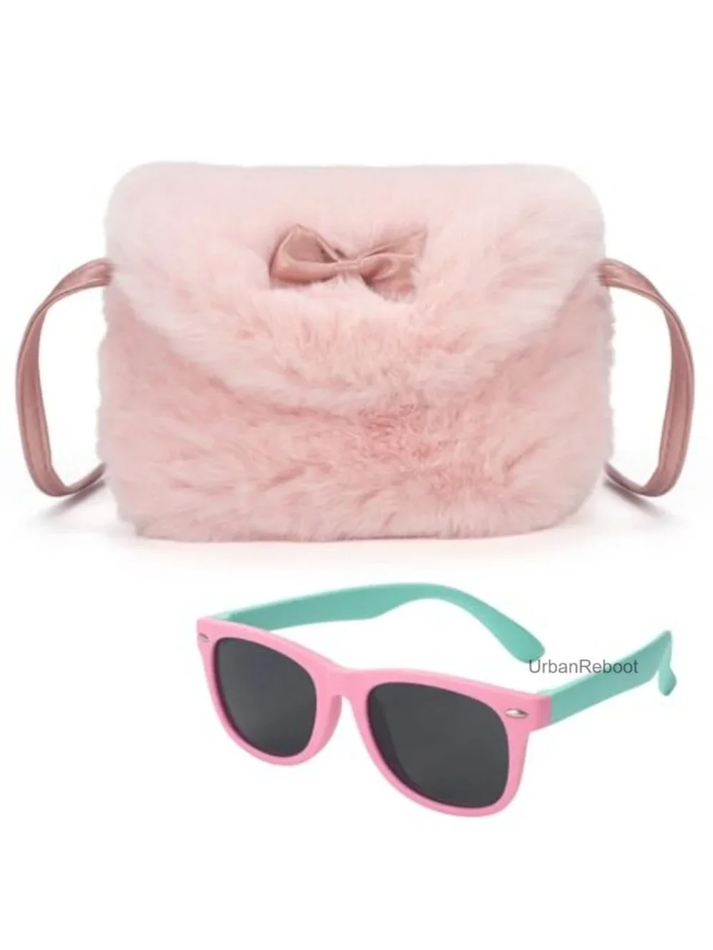Toddler Purse Plush Handbag with Sunglasses Crossbody Mini Wallet for Girls